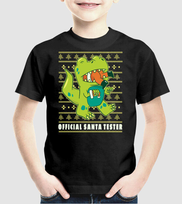 Tester oficial Moș Crăciun model negru pe tricou