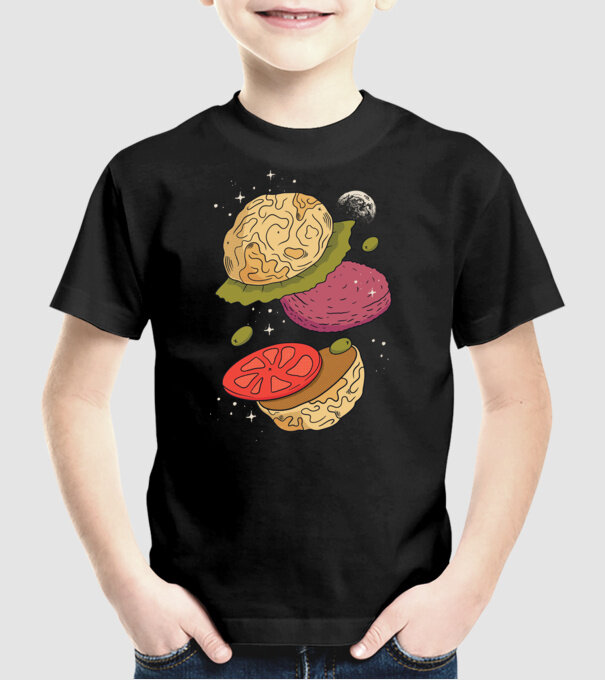 Burger lună model negru pe tricou