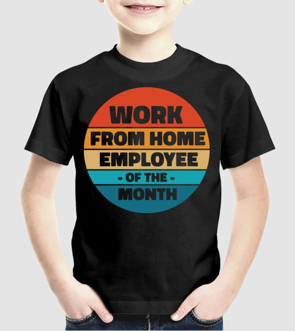 Lucrătorul la domiciliu al lunii model negru pe tricou