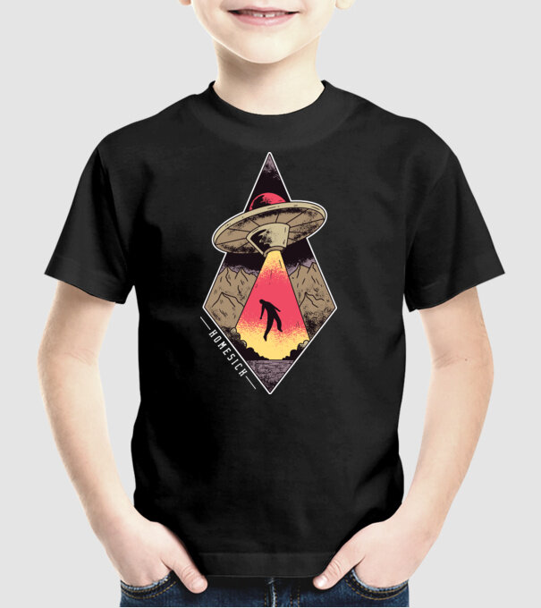Dor de casă alien model negru pe tricou