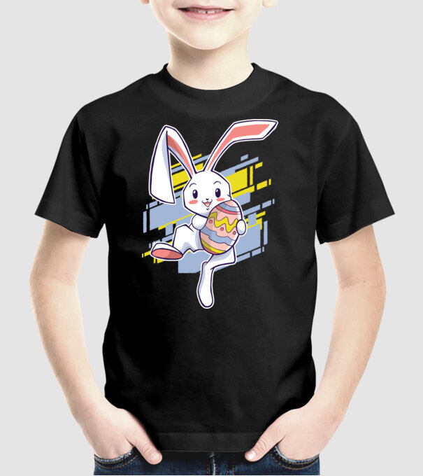 Iepuraș de Paște model negru pe tricou