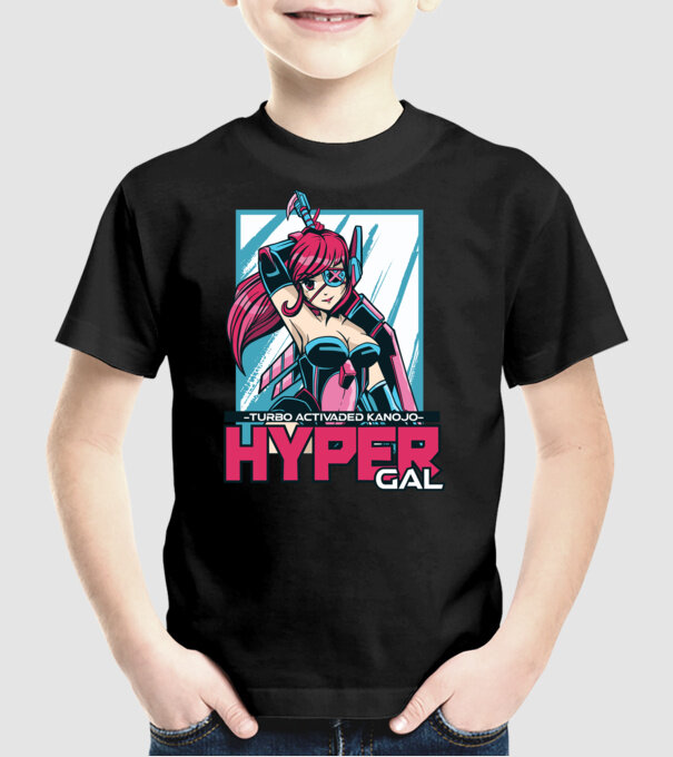 Hyper Gal - Fată Anime model negru pe tricou