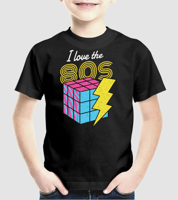 I love the 80s Cub Rubik model negru pe tricou