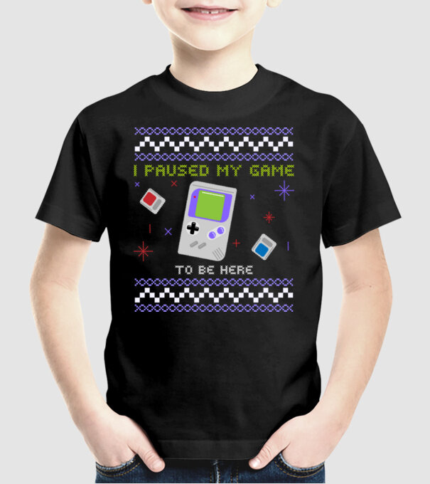 I paused my game to be here - Gamer pulovăr urât model negru pe tricou