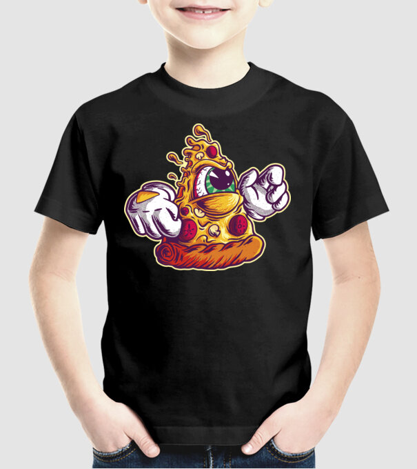 Pizza Illuminati model negru pe tricou