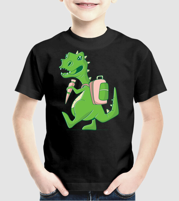 Elev Dino model negru pe tricou