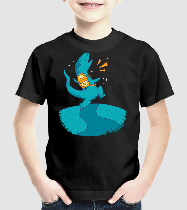 Dinozaur școlar model negru pe tricou