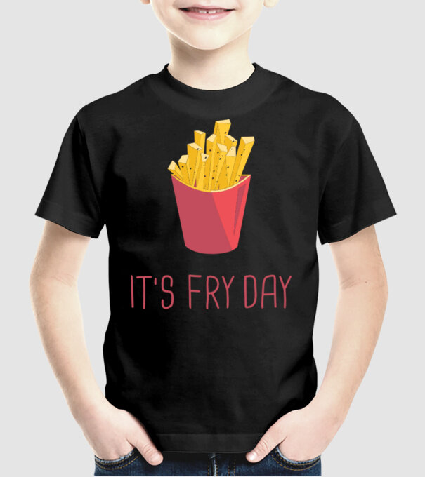 'It''s Fry Day' model negru pe tricou