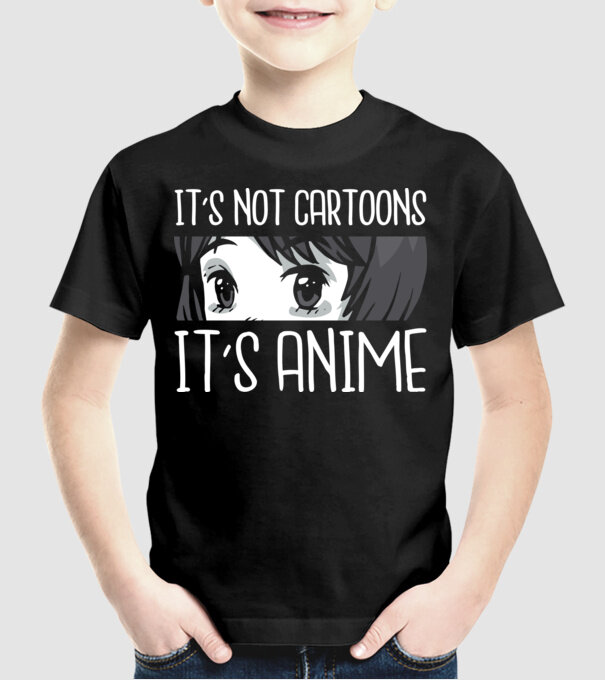 'It''s not cartoons it''s anime' model negru pe tricou