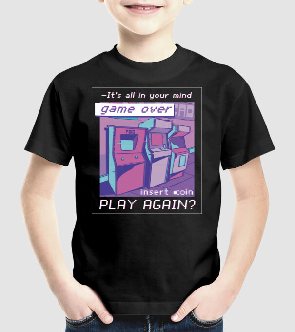Sala de jocuri Retro Arcade model negru pe tricou