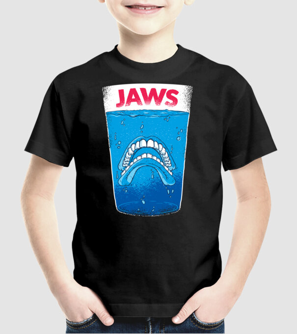 Jaws dinți tricou parodie model negru pe tricou