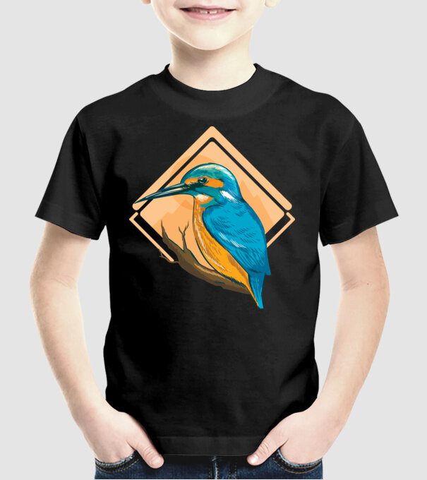 Pescăruș albastru model negru pe tricou