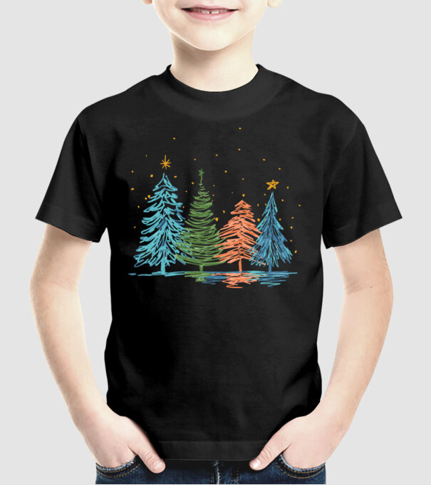 Pom de Crăciun desen model negru pe tricou
