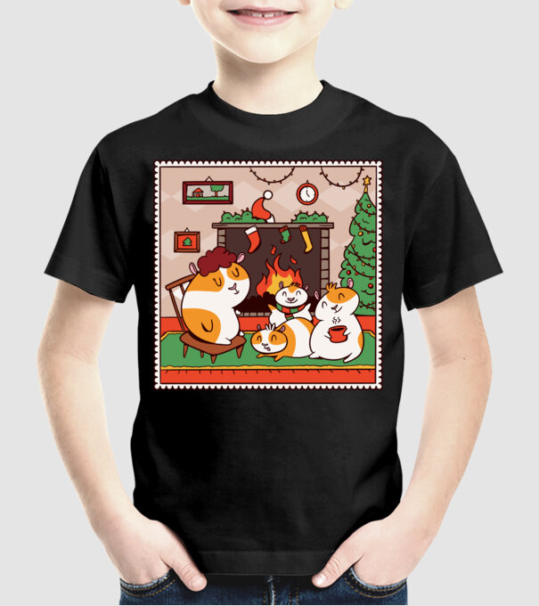 Porcușori de Guineea de Crăciun model negru pe tricou