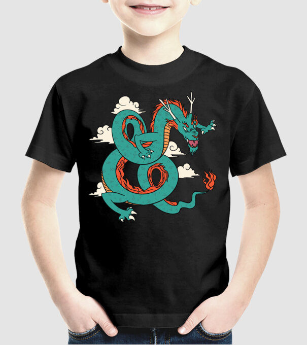 Dragon Chinez model negru pe tricou