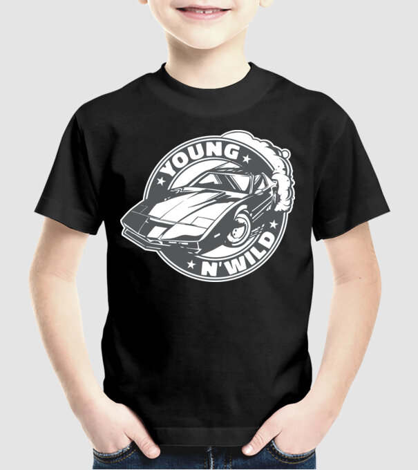 Knight Rider - Young and wild model negru pe tricou