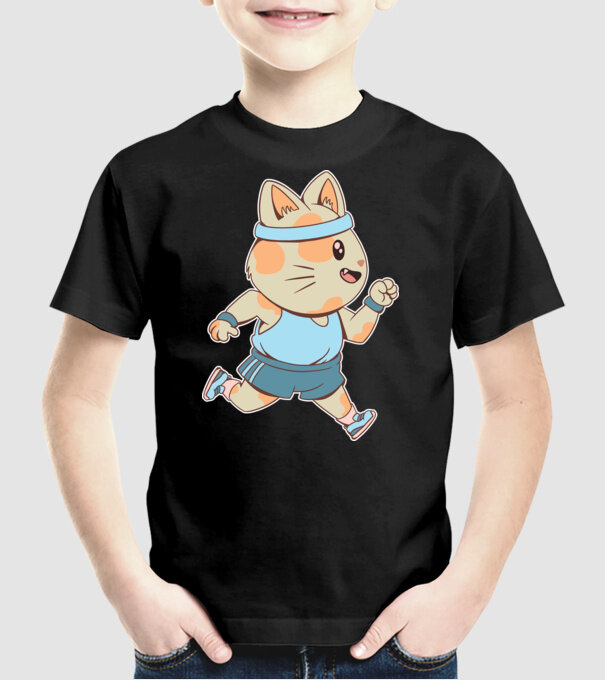 Pisică Jogging model negru pe tricou
