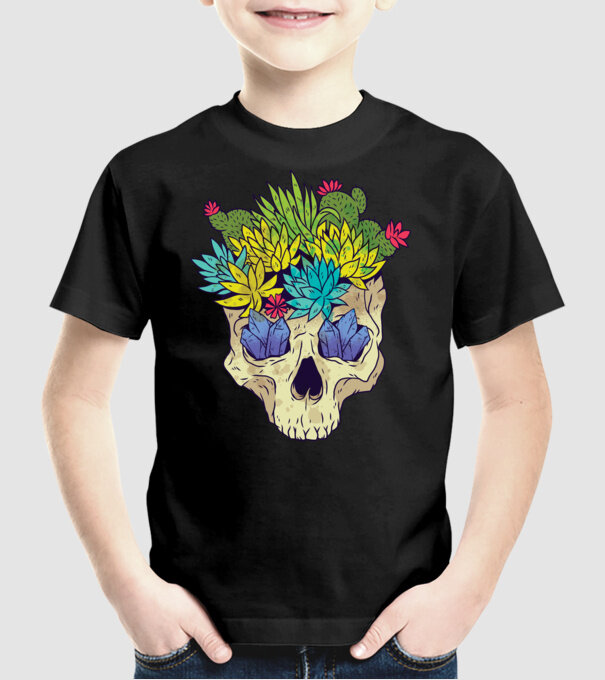 Craniu Cactuși model negru pe tricou