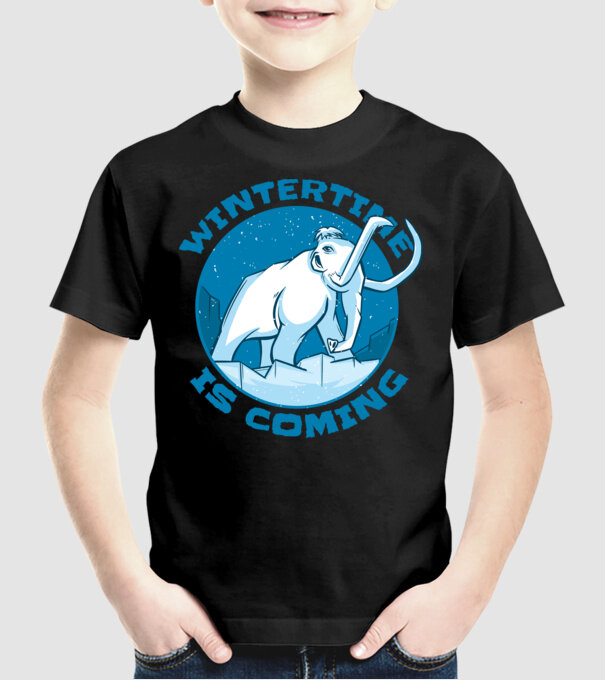 Vine Iarna Mamut model negru pe tricou
