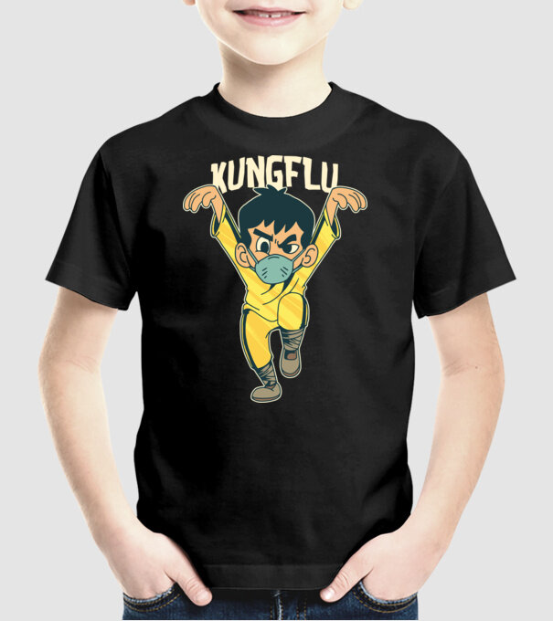 Kung Flu Coronavirus Karate model negru pe tricou