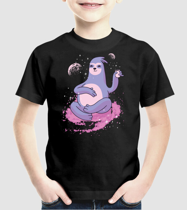 Leneș în spațiu model negru pe tricou