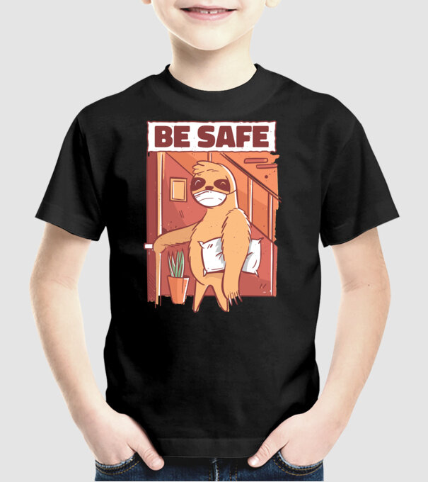Leneș Be Safe model negru pe tricou