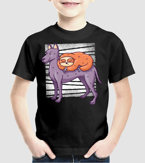 Leneș pe câine model negru pe tricou