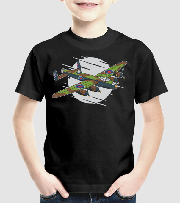Avion bombardier Lancaster model negru pe tricou