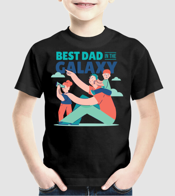 Cel mai bun tată din Galaxie model negru pe tricou