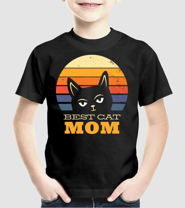 Cea mai bună mamă pisică model negru pe tricou