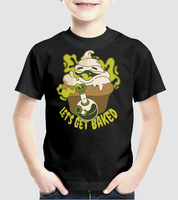 'Let''s Get Baked' model negru pe tricou