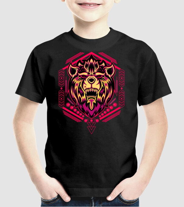 Lion geometry model negru pe tricou