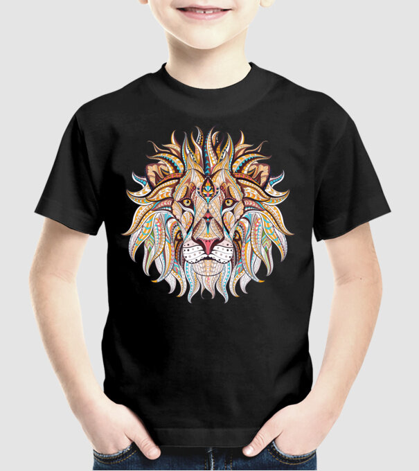 lion octopus model negru pe tricou
