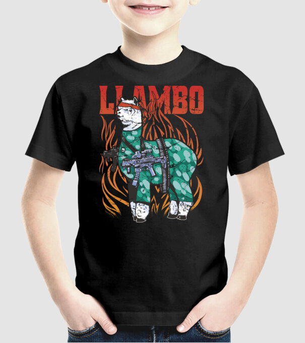 Llambo Lama model negru pe tricou