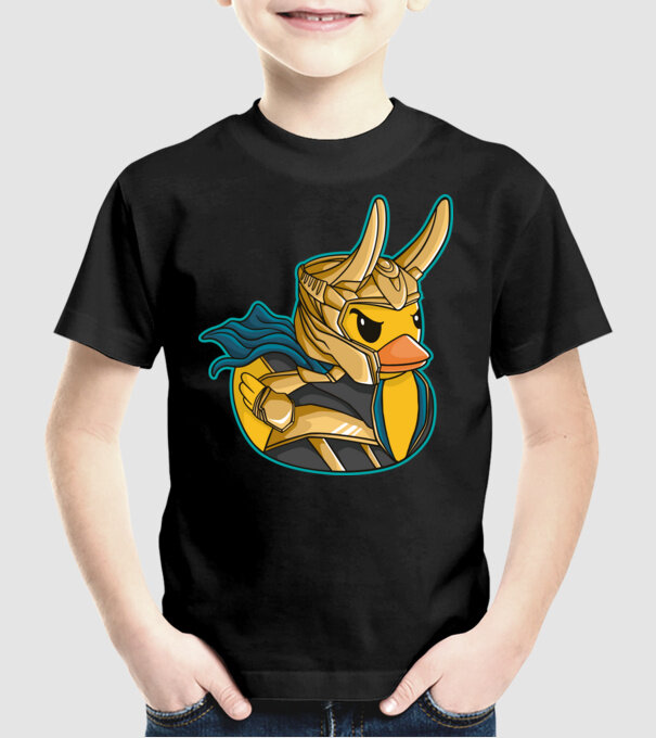 Rață Loki model negru pe tricou