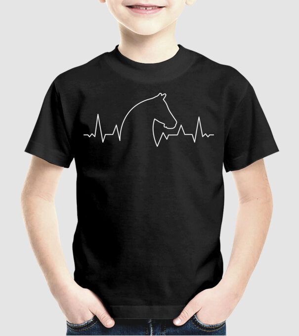 Bătăi de inimă cu cal model negru pe tricou