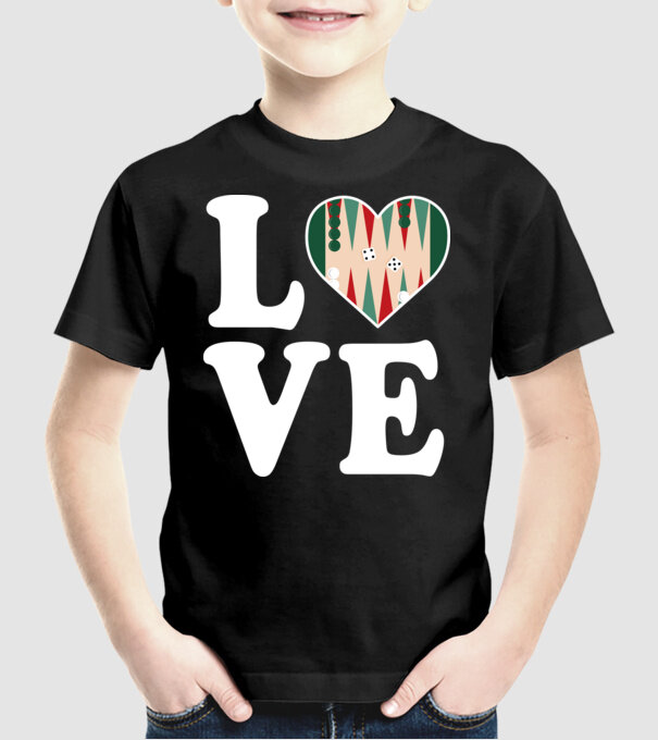 Love Backgammon model negru pe tricou