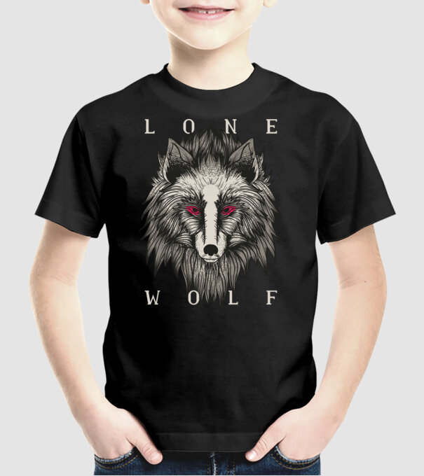Lup Singuratic model negru pe tricou