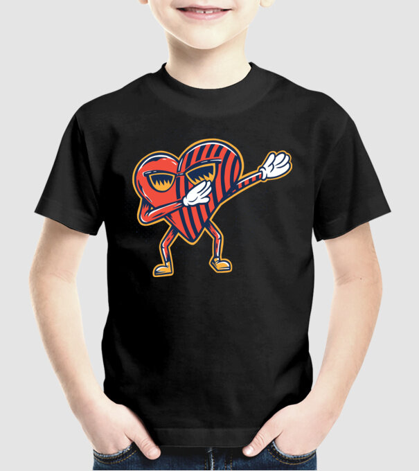 Inimă DAB cărți de joc maghiare model negru pe tricou