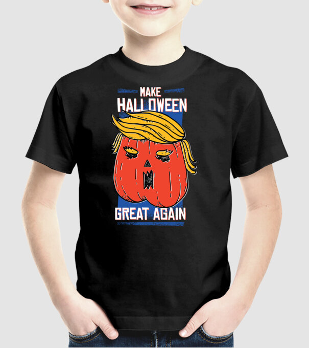 Make Halloween Great Again Trump model negru pe tricou