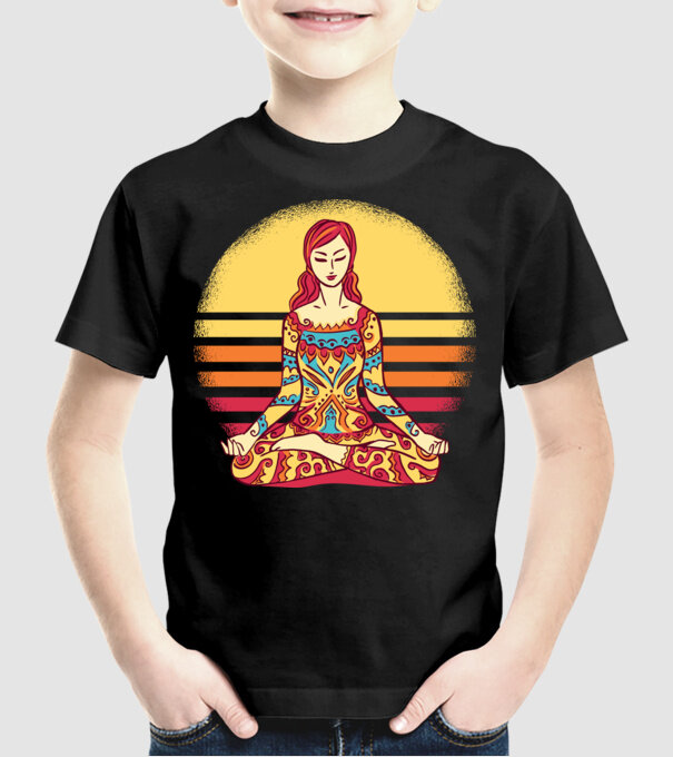 Mandala Yoga Meditație model negru pe tricou