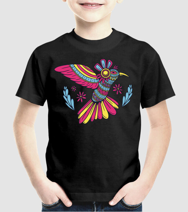 Mandala Colibri model negru pe tricou