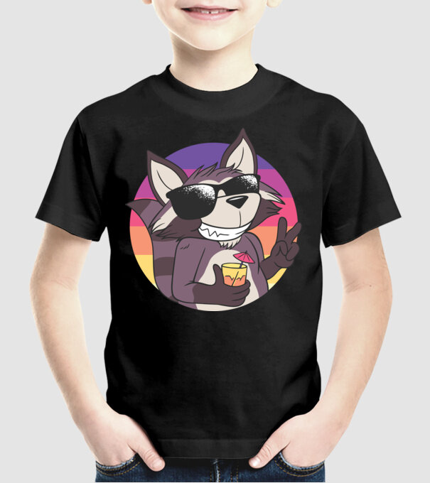 Raton cool model negru pe tricou
