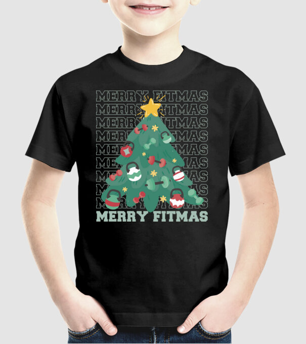 Merry Fitmas Fitmas Pom de Crăciun Fitness model negru pe tricou