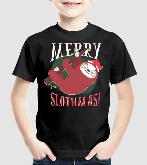 Merry Slothmas Crăciun cu Leneș model negru pe tricou