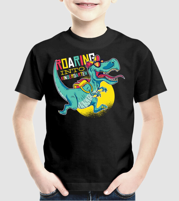 De acum încolo, voi urla în grădiniță cu Dinozaur model negru pe tricou