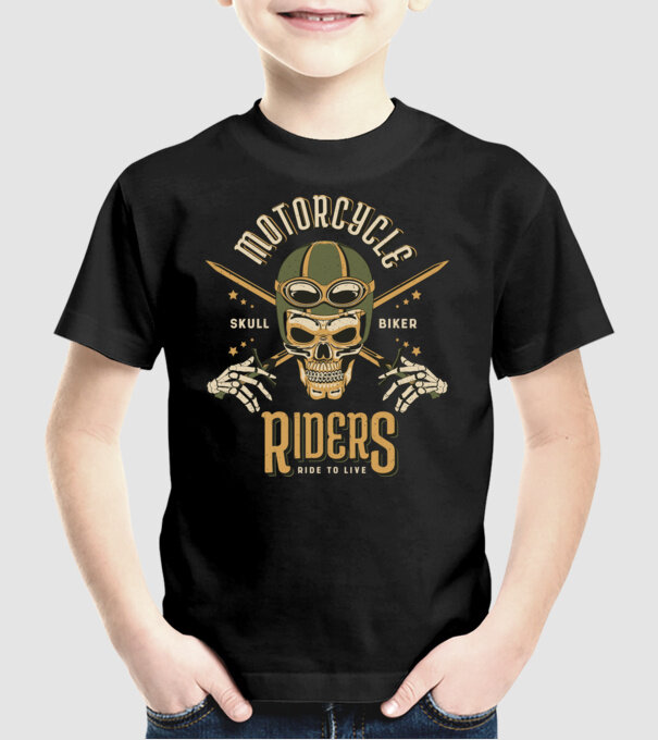 Craniu Motociclist model negru pe tricou