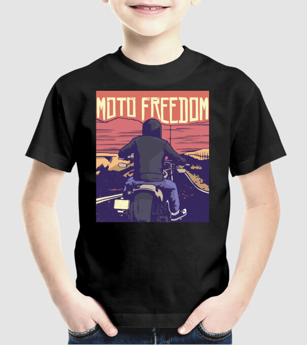 Libertate Motociclist model negru pe tricou