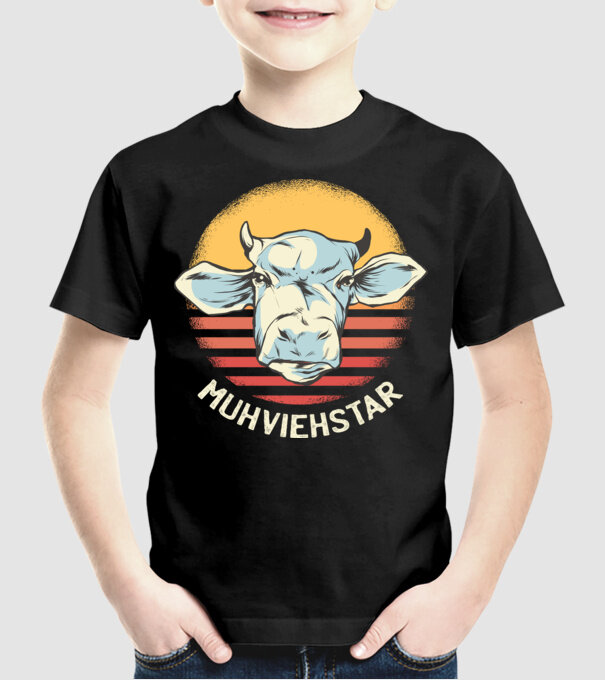Vacă Muhviehstar model negru pe tricou
