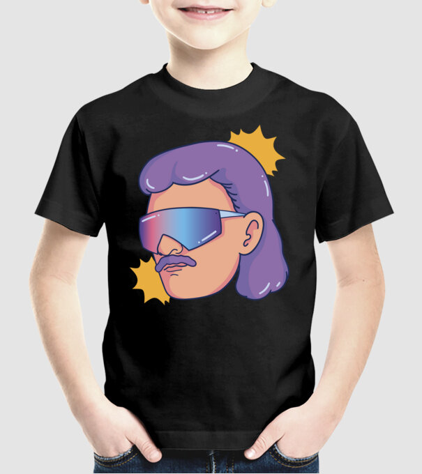 Cap Mullet Retro model negru pe tricou